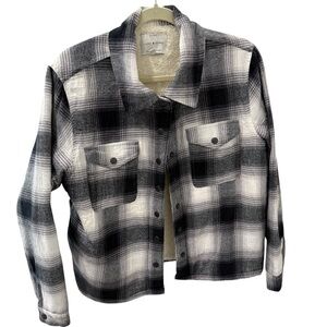 Lucky Brand flannel shacket Cotton  Fleece Lined Sweater Jacket size medium